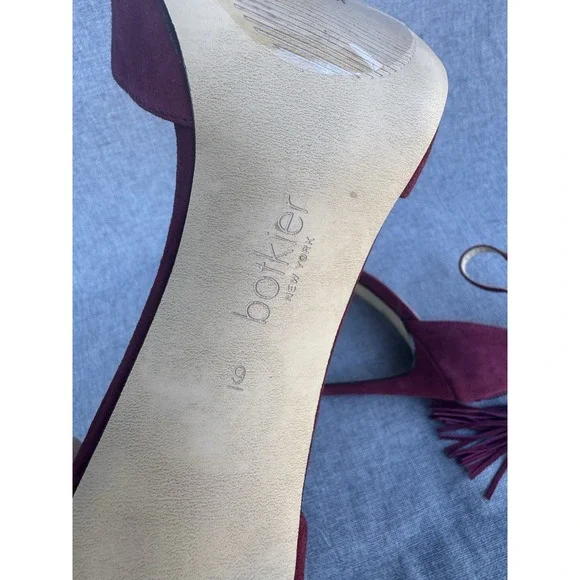 New BOTKIER  Size 9 Anna Suede Tasseled Stiletto Heels Burgundy Party - Picture 6 of 7